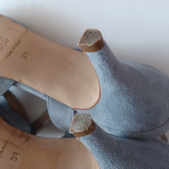 Cheville grey suede slingback kitten heal pointed toes 8.5 - 39 made in Italy - Picture 8 of 9